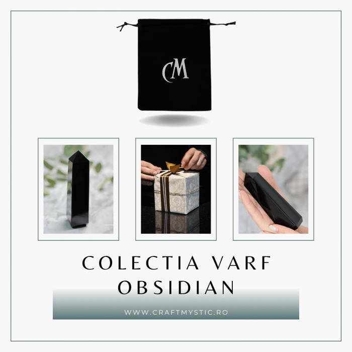 Varf din Obsidian Natural cu 4 Fatete, 10-11 cm [8]