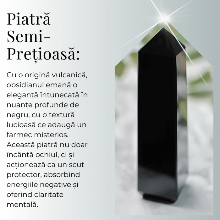 Varf din Obsidian Natural cu 4 Fatete, 10-11 cm [5]