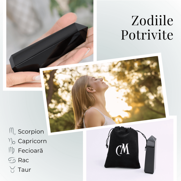 Varf din Obsidian Natural cu 4 Fatete, 10-11 cm [7]