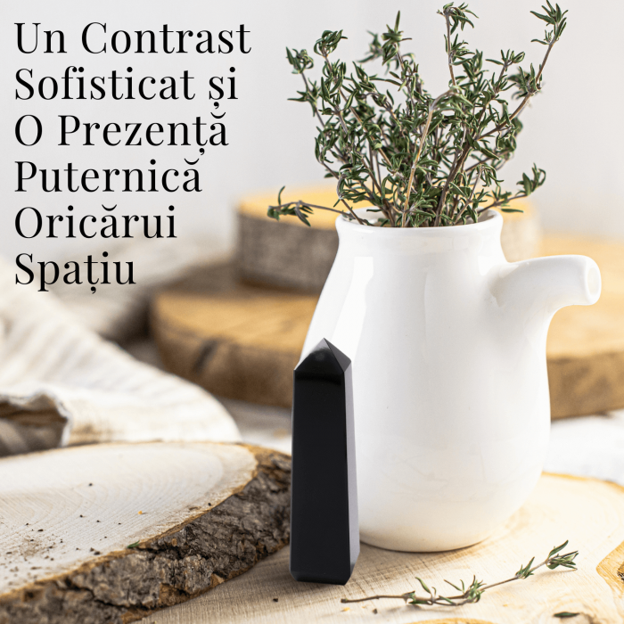 Varf din Obsidian Natural cu 4 Fatete, 10-11 cm [3]