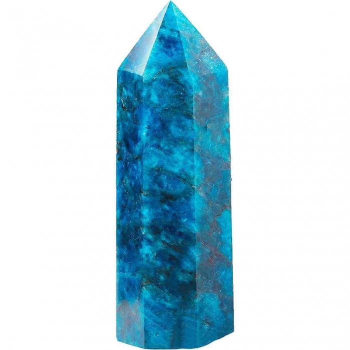 Turnul de cristal natural Apatit Albastru 9-10 cm - Bagheta de vindecare naturala cu 6 fete pentru meditatie profunda, echilibrarea chakrelor si terapia reiki [1]