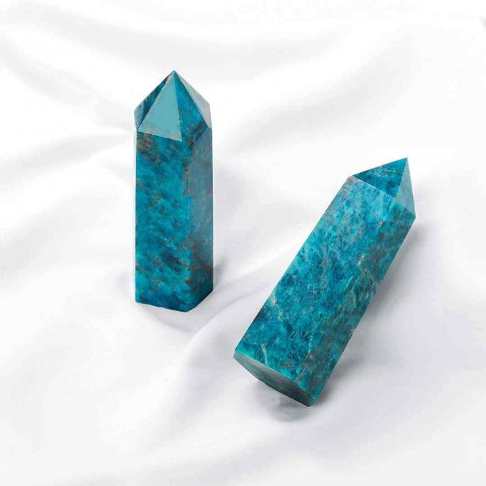 Turnul de cristal natural Apatit Albastru 9-10 cm - Bagheta de vindecare naturala cu 6 fete pentru meditatie profunda, echilibrarea chakrelor si terapia reiki [6]