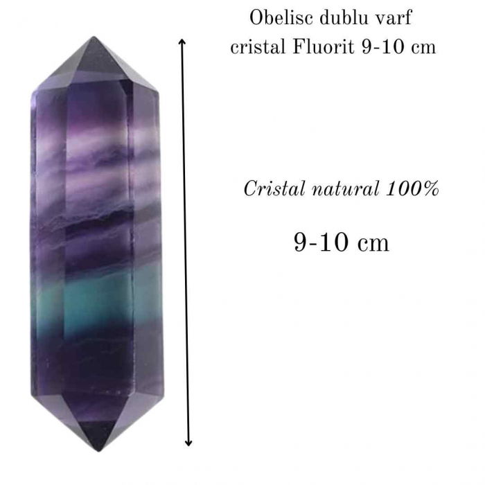 Obelisc de cristal natural Fluorita dublu varf 9-10 cm Cristalul lustruit pentru concentrare, curatarea energiei si echilibrarea chakrei celui de-al Treilea Ochi [2]