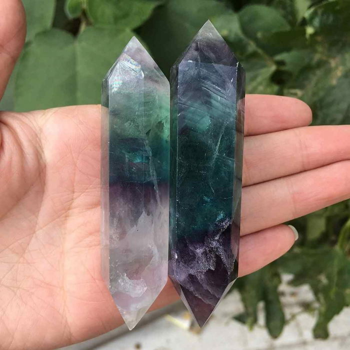 Obelisc de cristal natural Fluorita dublu varf 9-10 cm Cristalul lustruit pentru concentrare, curatarea energiei si echilibrarea chakrei celui de-al Treilea Ochi [3]