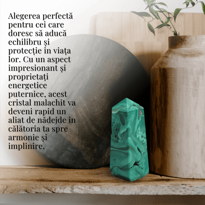 Turnulet 4 fete din Malachit H = 6-7 cm latime 2-2.5 cm 85-100 gr - Concentrare Energetica și Protectie [6]