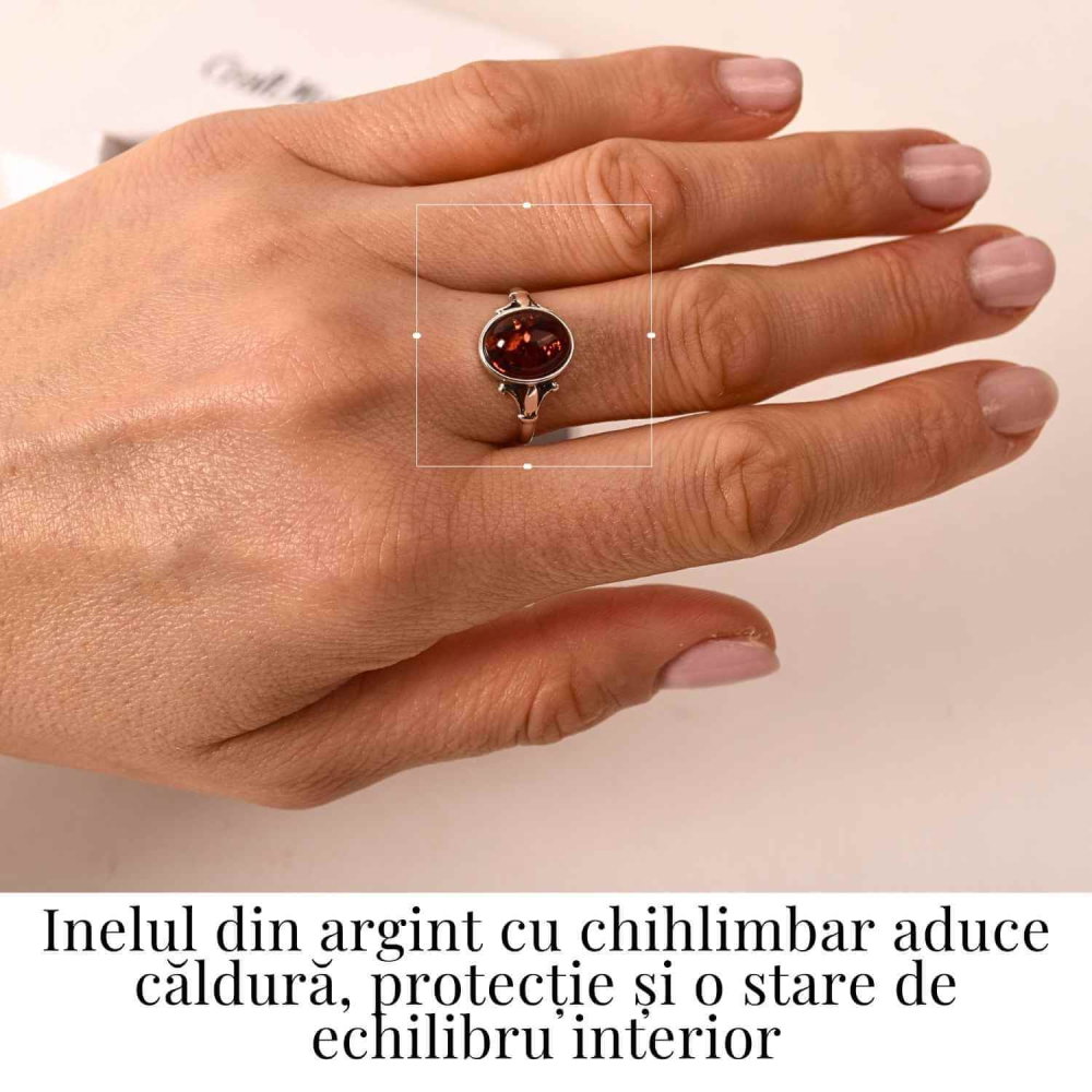 Inel din Argint 925 cu Chihlimbar Natural – Eleganta Calda si Echilibru [2]