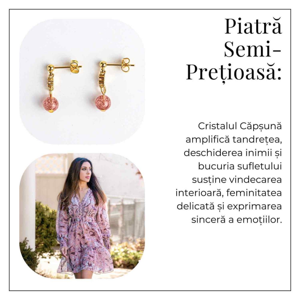 Vibratie de Iubire si Gratie – Cercei cu Cristal Capsuna [6]