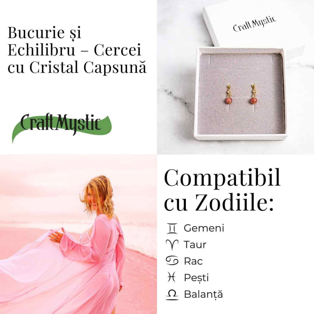 Vibratie de Iubire si Gratie – Cercei cu Cristal Capsuna [5]