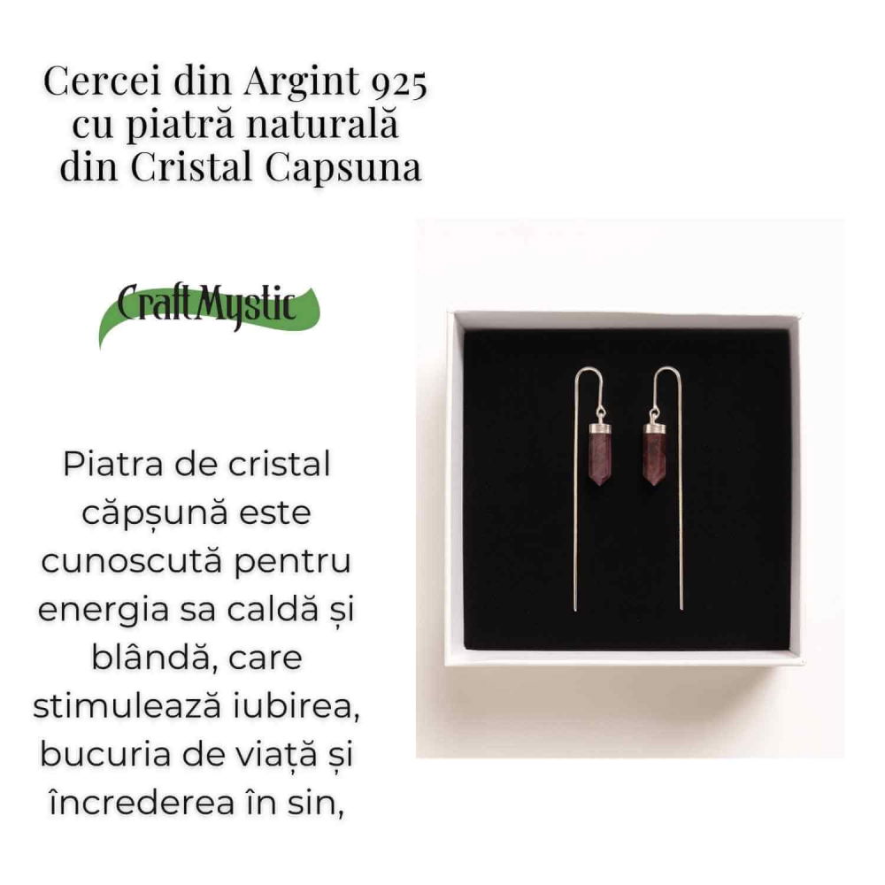 Energie a Inimii si Armonie – Cercei Argint 925 cu Cristal Capsuna [4]