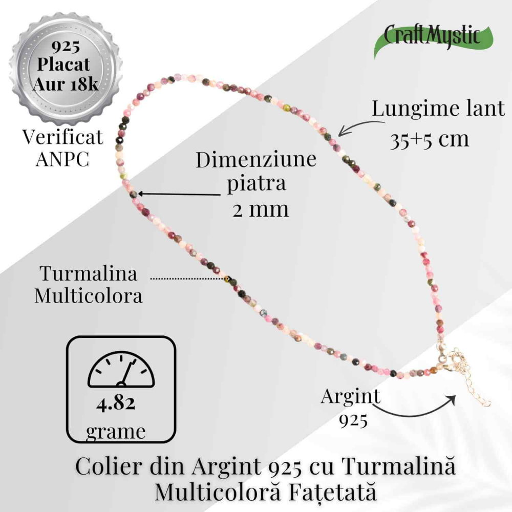 Energie si Armonie – Colier din Argint 925 cu Turmalina Multicolora Fatetata [5]