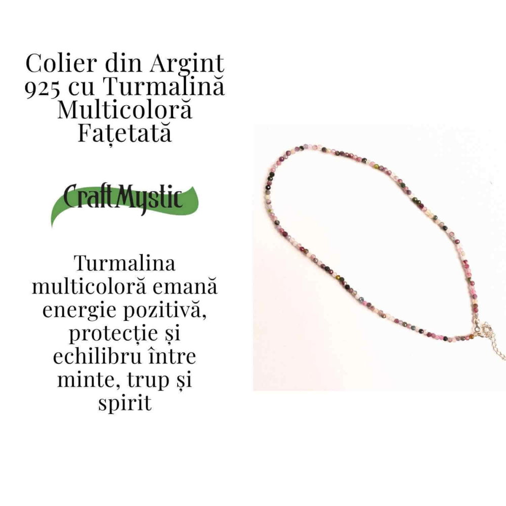 Energie si Armonie – Colier din Argint 925 cu Turmalina Multicolora Fatetata [3]