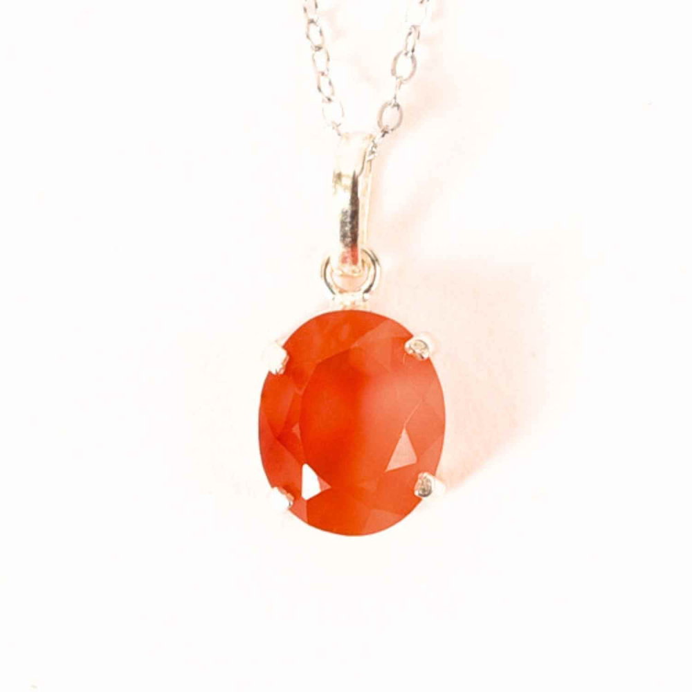 Colier Argint 925 cu Carneol Oval fatetat– Energie, Curaj si Vitalitate [1]