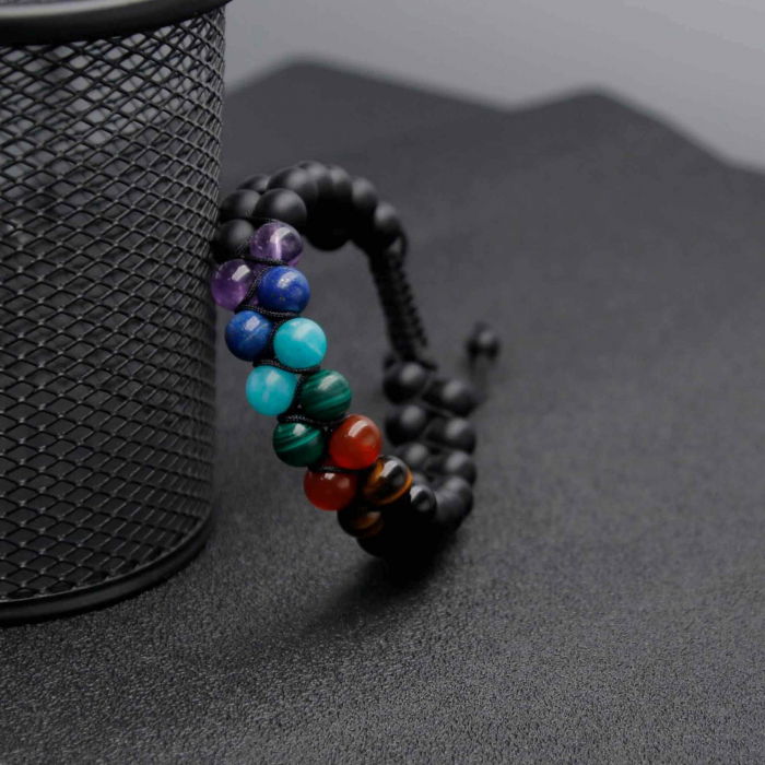 Bratara pentru barbati si femei cu 7 tipuri de Cristale pentru cele 7 Chakre Pietre Reale Pentru Energie, Purificare [4]