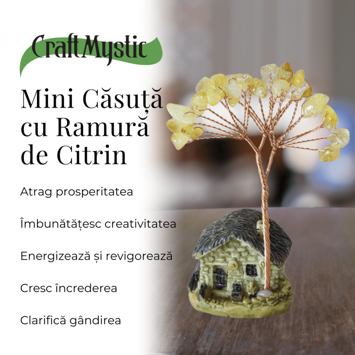 Mini Casa cu ramura din Citrin Natural , Arbore de Energie Spirituala Reiki, pentru Decoratiuni de Birou si Acasa [4]