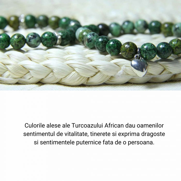 Set 2 Bratari elastice cu Margele 8mm din Turcoaz African Pentru Vindecare, Alinarea Anxietatii si Stresului [6]