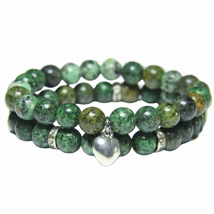 Set 2 Bratari elastice cu Margele 8mm din Turcoaz African Pentru Vindecare, Alinarea Anxietatii si Stresului [1]