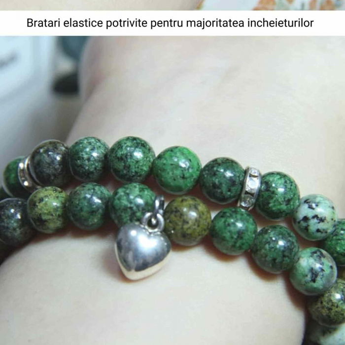 Set 2 Bratari elastice cu Margele 8mm din Turcoaz African Pentru Vindecare, Alinarea Anxietatii si Stresului [5]