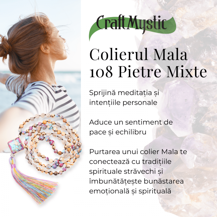 Colier Mala din Pietre Mixte Colorate cu 108 Margele si Tassel [4]