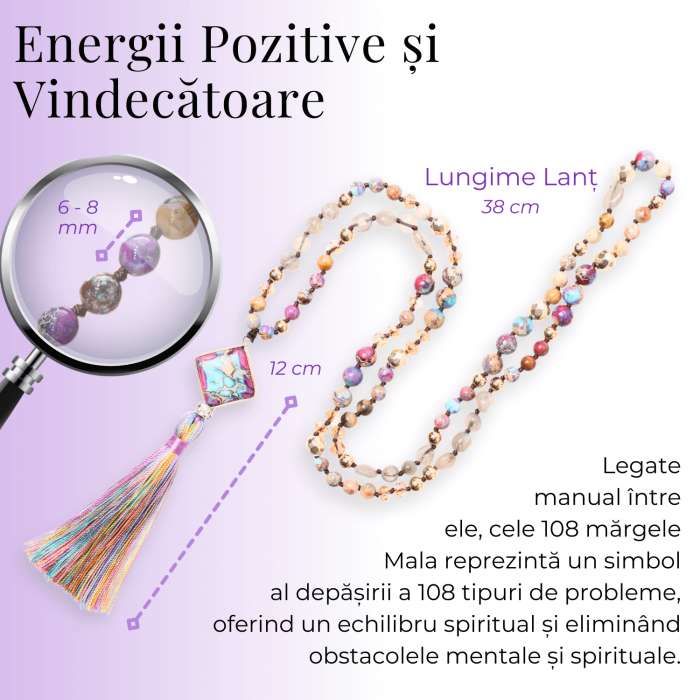 Colier Mala din Pietre Mixte Colorate cu 108 Margele si Tassel [2]