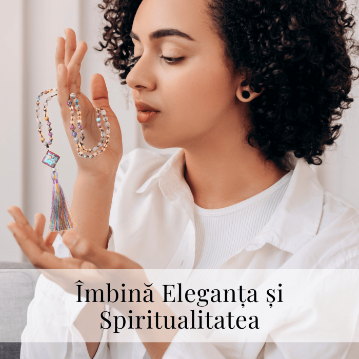 Colier Mala din Pietre Mixte Colorate cu 108 Margele si Tassel [7]