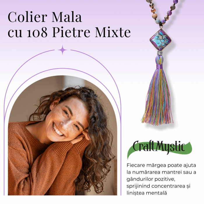 Colier Mala din Pietre Mixte Colorate cu 108 Margele si Tassel [5]