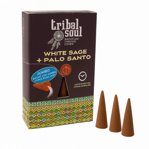 Instrumente și Accesorii Spirituale - 10 Conuri Tribal Soul Backflow Incense – Salvie Alba si Palo Santo