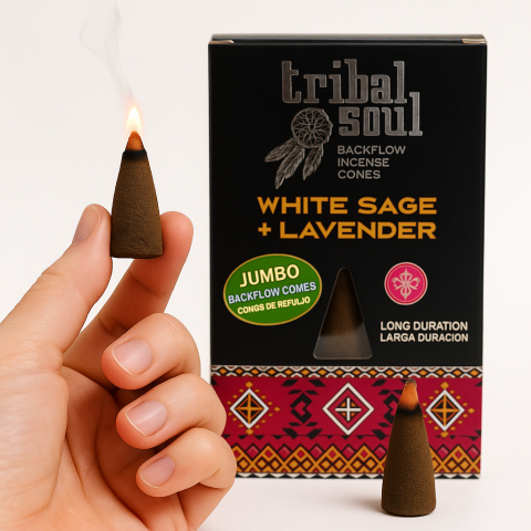 10 Conuri Tribal Soul Backflow Incense – Salvie si Lavanda [1]