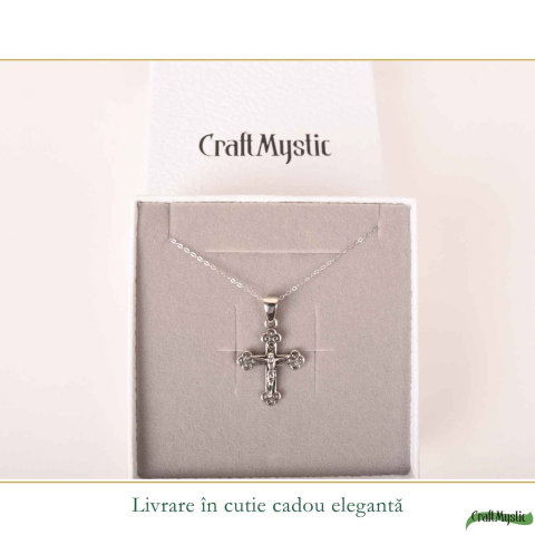 Colier Cruce cu Isus din Argint 925 – Protectie Spirituala si Credinta [5]