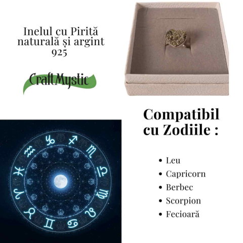 Inel din Argint 925 cu Pirita Naturala in Forma de Inima – Protectie si incredere in Sine [4]