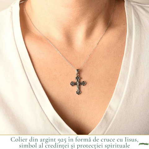 Colier Cruce cu Isus din Argint 925 – Protectie Spirituala si Credinta [1]