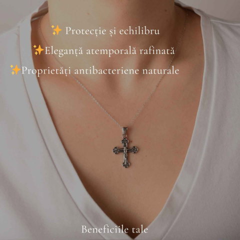 Colier Cruce cu Isus din Argint 925 – Protectie Spirituala si Credinta [2]