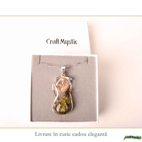 Colier Argint 925 cu Chihlimbar Rosu Semiluna – Protectie si Energie Feminina [5]
