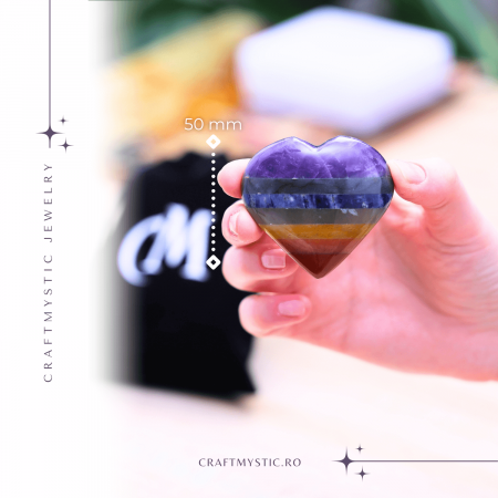Inima Sculptata Manual de 50mm cu 7 Tipuri de Pietre Naturale pentru Cele 7 Chakre [1]