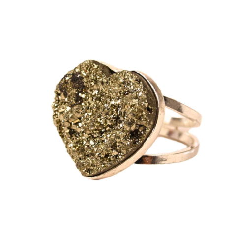 Inele - Inel din Argint 925 cu Pirita Naturala in Forma de Inima – Protectie si incredere in Sine