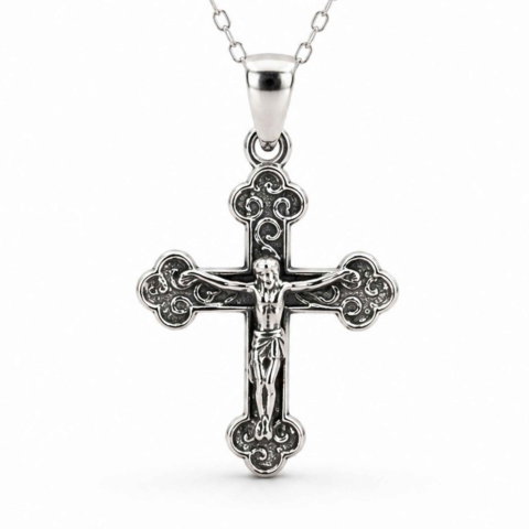 Protectie - Colier Cruce cu Isus din Argint 925 – Protectie Spirituala si Credinta