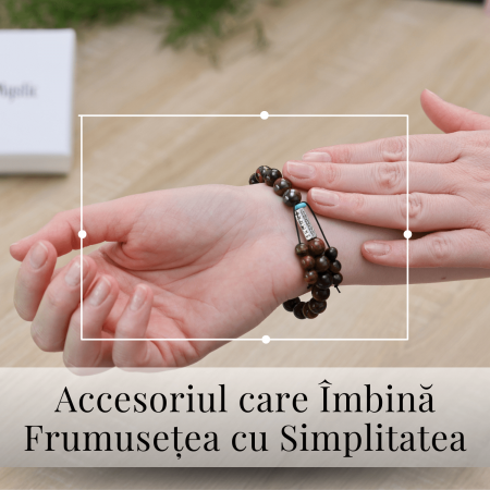 Bratara Elastica cu Margele 6mm din Pietre Semipretioase Ochi de Tigru, Tucurasi si Pandativ [2]