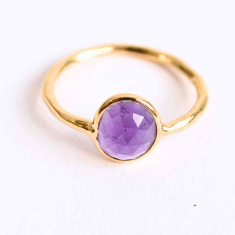 Fecioara - Inel din Argint 925 placat cu Aur de 18K cu Ametist Fatetat 1.58 gr M54 / 7– Claritate mentala si echilibru emotional