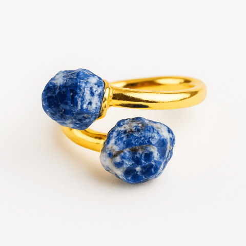 Pesti - Activeaza-ti vocea interioara – Inel cu dublu Sodalit, piatra comunicarii autentice