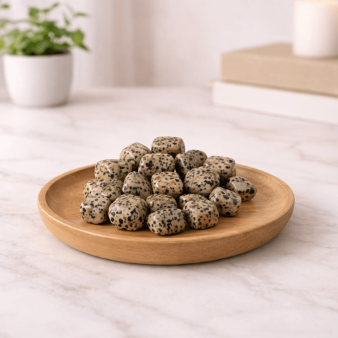 Jasp Dalmatian rulat – o piatra care aduce echilibru, stabilitate si o legatura blanda cu natura [1]