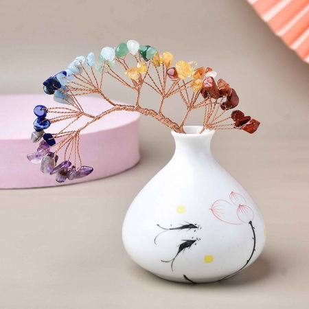 Ramura pentru creare copaci cu cristale semipretioase cu 7 mini ramuri fiecare cu 9 pietre polisate  - Pentru proiecte DIY, decor, Feng Shui [4]