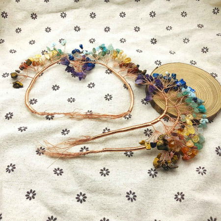 Ramura pentru creare copaci cu cristale semipretioase cu 7 mini ramuri fiecare cu 9 pietre polisate  - Pentru proiecte DIY, decor, Feng Shui [5]