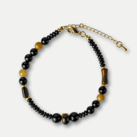 Scut Energetic – Bratara cu Agat Negru, Obsidian si Ochi de Tigru [8]