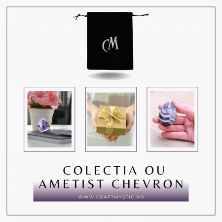 Ou Handmade de 50mm din Piatra Naturală de Ametist Chevron [7]