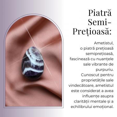 Ou Handmade de 50mm din Piatra Naturală de Ametist Chevron [6]