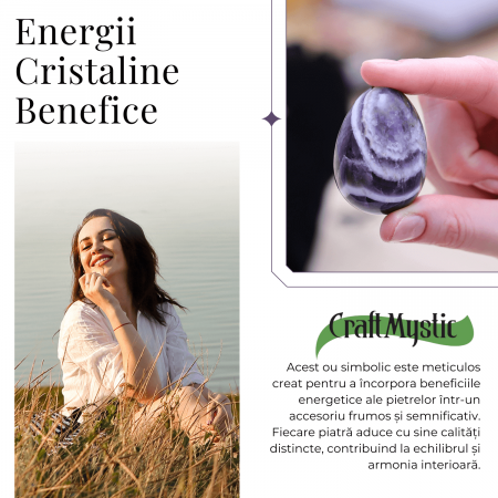 Ou Handmade de 50mm din Piatra Naturală de Ametist Chevron [5]