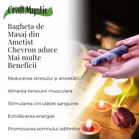 Bagheta de Masaj 10 cm din Ametist Chevron Natural [4]