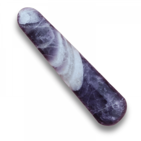 Accesorii pentru Cristale și Pietre - Bagheta de Masaj 10 cm din Ametist Chevron Natural