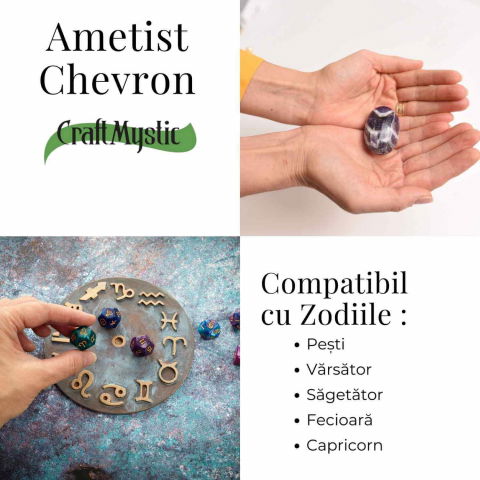Piatra Ovala Sculptata din Ametist Chevron, Claritate si Protectie - Piatra de Mana [3]