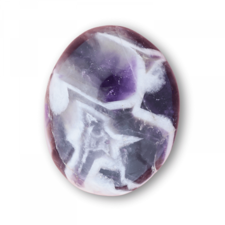 Piatra Ovala de 60mm Sculptată Manual din Ametist Chevron - Piatra de Mana [1]