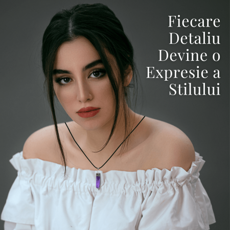 Colier Reglabil cu Pandantiv 35mm Varf de Ametist cu 6 Fete [2]